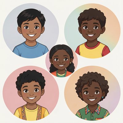 Zestaw portretów dzieci z różnych krajów