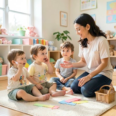 Dziecko słucha papieru — zabawa 'szuu'