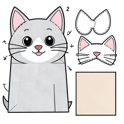 Pacynka - kot z papierowej torebki (schemat do wykonania)