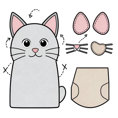 Pacynka - kot z papierowej torebki (schemat do wykonania)