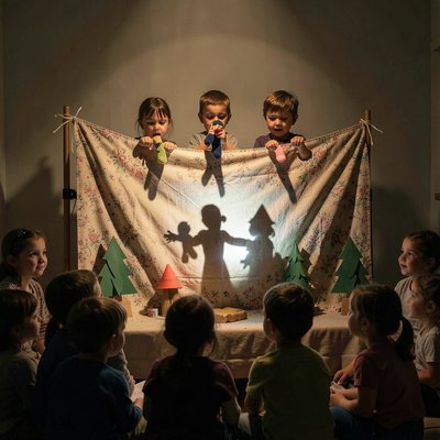 Teatrzyk pacynkowy - scena z cieniem