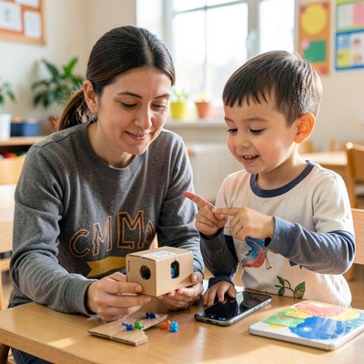 Zdokumentowana chwila - nauczyciel robi zdjęcie pracy dziecka