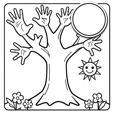 Kolorowanka – Odbitki dłoni jako liście/kwiaty