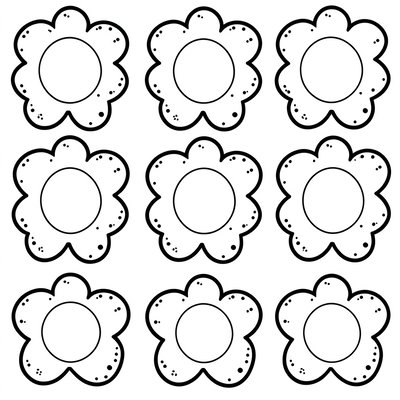 Etykiety w kształcie kwiatuszka — do podpisywania prac
