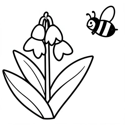 Kolorowanka — konwalia z pszczółką