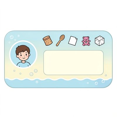 Etykieta pudełka na przedmioty — szablon