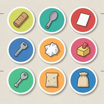 Ilustracje pojedyncze na naklejki — wersje ikonowe