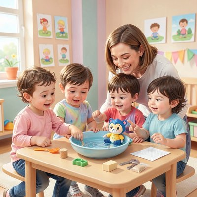 Scena eksperymentu — dzieci przy "jeziorze Zięcia"