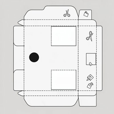 Szablon pudełka — wykrojnik i oznaczenia