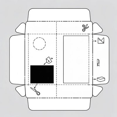 Szablon pudełka — wykrojnik i oznaczenia