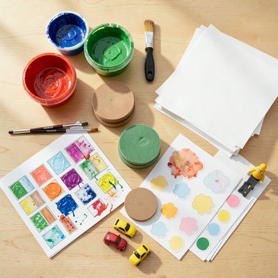 Zdjęcie referencyjne — Przybory i materiały (flat lay)