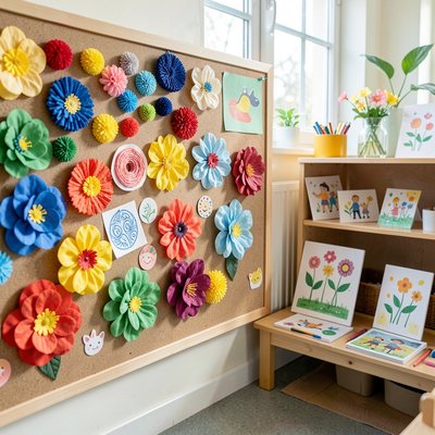 Gotowe prace wyeksponowane na tablicy