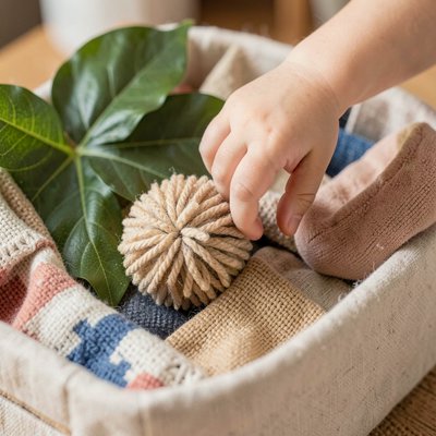 Sensoryczny pojemnik z miękkimi elementami