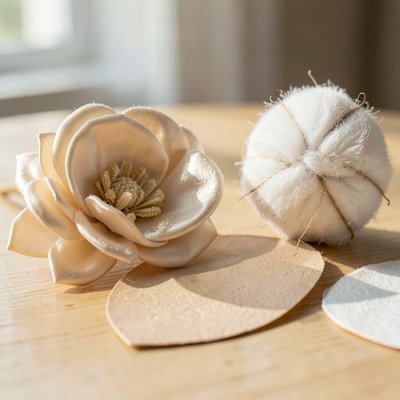 Sztuczny kwiat i materiały - zbliżenie tekstur