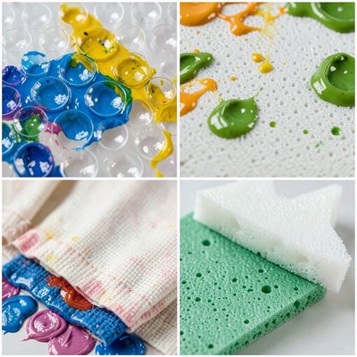 Zbliżenia faktur: folia bąbelkowa i materiały