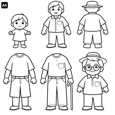 Szablony sylwetek pokoleń — postacie do wycięcia