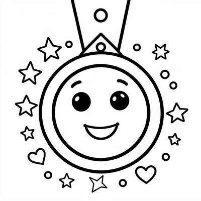 Kolorowanka: medal z buźką