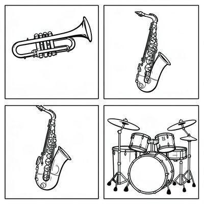 Kolorowanki: instrumenty jazzowe