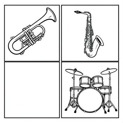 Kolorowanki: instrumenty jazzowe