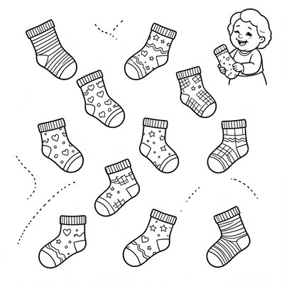 Kolorowanka 'Skarpetkowe pary Babci' (czarno-biała)