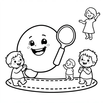 Kolorowanka: Piłeczka i rakietka (proste kontury)