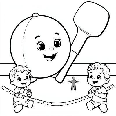 Kolorowanka: Piłeczka i rakietka (proste kontury)