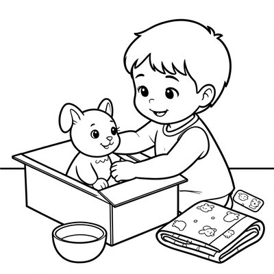 Kolorowanka — opieka nad pluszakiem