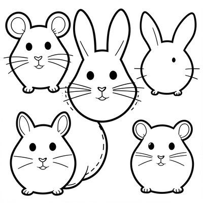 Szablon masek zwierząt (mysz, królik, chomik)