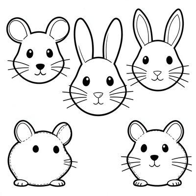 Szablon masek zwierząt (mysz, królik, chomik)