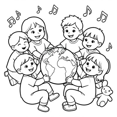 Strona do kolorowania: Przyjaciele w kole