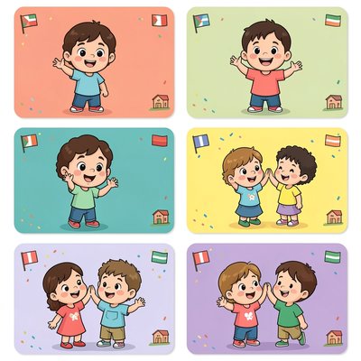 Zestaw kart powitań — ilustracje do kart