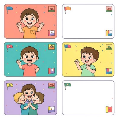 Zestaw kart powitań — ilustracje do kart