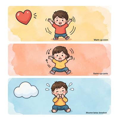 Ilustracja rozgrzewki — trzy ćwiczenia