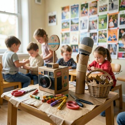 Kącik reporterski — fotorealna scena inspiracyjna