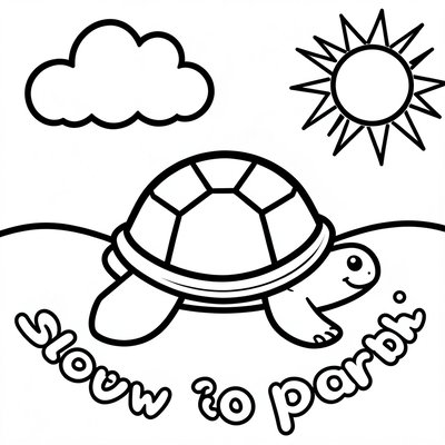 Kolorowanka — Powolny żółw i linie ruchu
