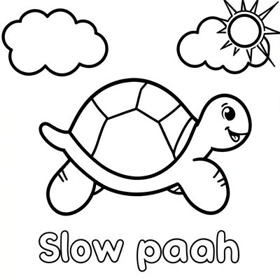 Kolorowanka — Powolny żółw i linie ruchu