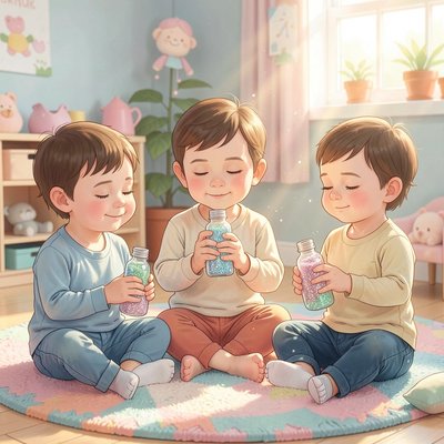 Obrazek uspokajający: Krąg z butelkami brokatowymi