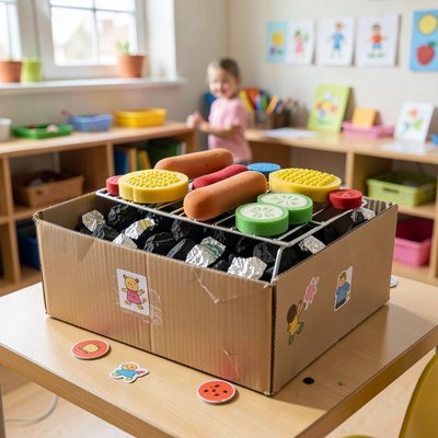 Duży tekturowy grill — zdjęcie rekwizytu