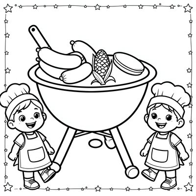 Kolorowanka: Grill i potrawy