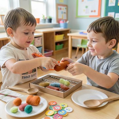 Stacja kucharza: układanie potraw przy użyciu szczypiec