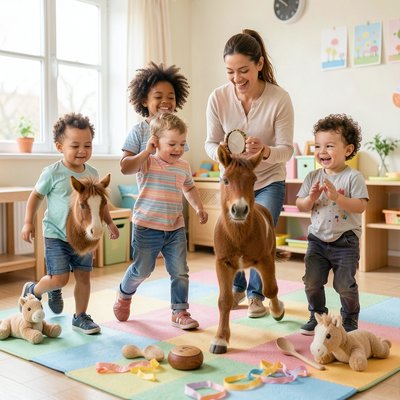 Scena: 'Galopujemy do stajenki' — dzieci w ruchu