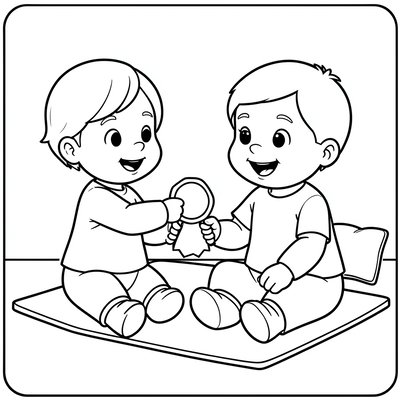 Kolorowanka: dzieci wręczają medal maskotce