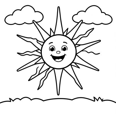 Kolorowanka: Uśmiechnięte słońce (Coloring)