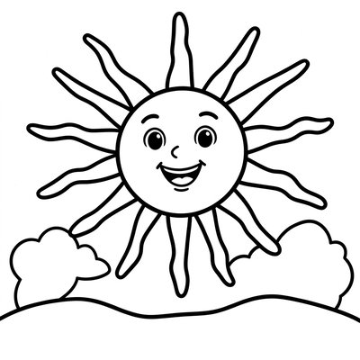 Kolorowanka: Uśmiechnięte słońce (Coloring)