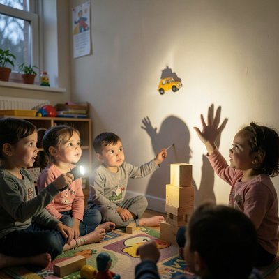 Zabawa z cieniami — scena w sali