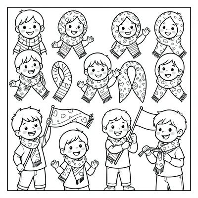 Kolorowanka — kolorowe chustki i elementy strojów