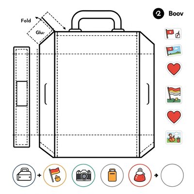 Szablon do złożenia — kartonowa walizka