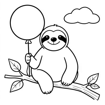 Kolorowanka — Leniwiec i balonik