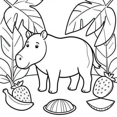 Kolorowanka — tapir w prostym lesie