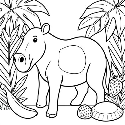 Kolorowanka — tapir w prostym lesie